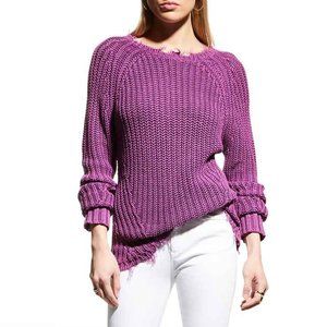Lisa Todd Shabby Chic Raw-Edge sweater S Purple Pop distressed frayed